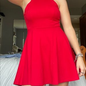 Red Halter Homecoming Dress